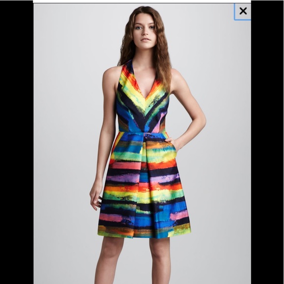 Milly of New York Phoebe Watercolor Halter Dress Size 2 - Picture 1 of 11